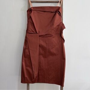 Formal Strapless Dress Italian Designer Rust Brown Women’s Size 6 NWT